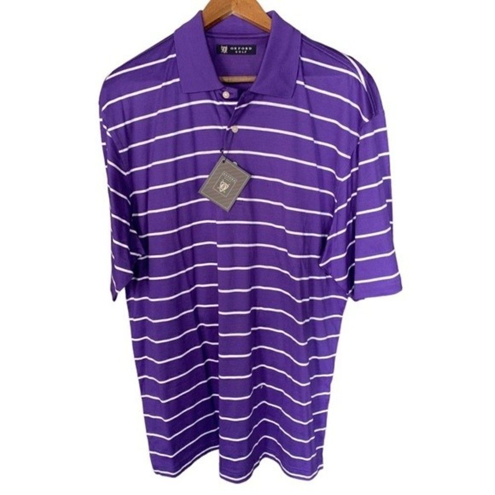 Oxford Golf NWT Purple & White Cotton Jersey Golf Polo Sz L